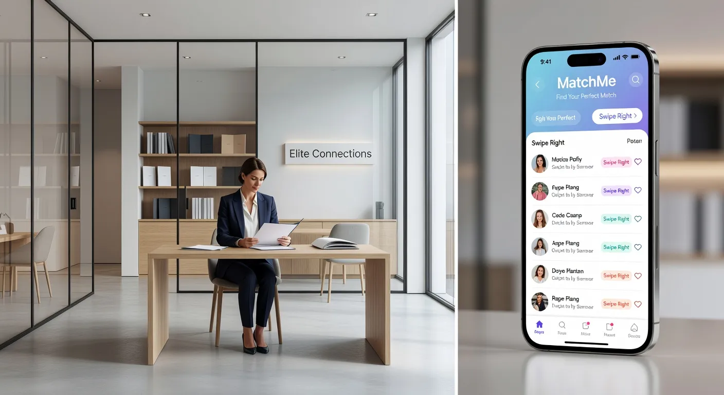 Matchmaking agency office versus dating app comparison