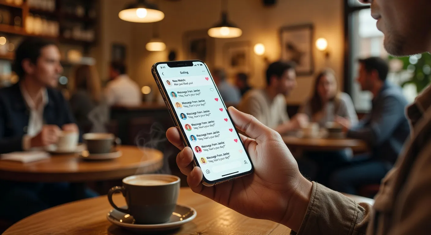 Smartphone with dating app notifications