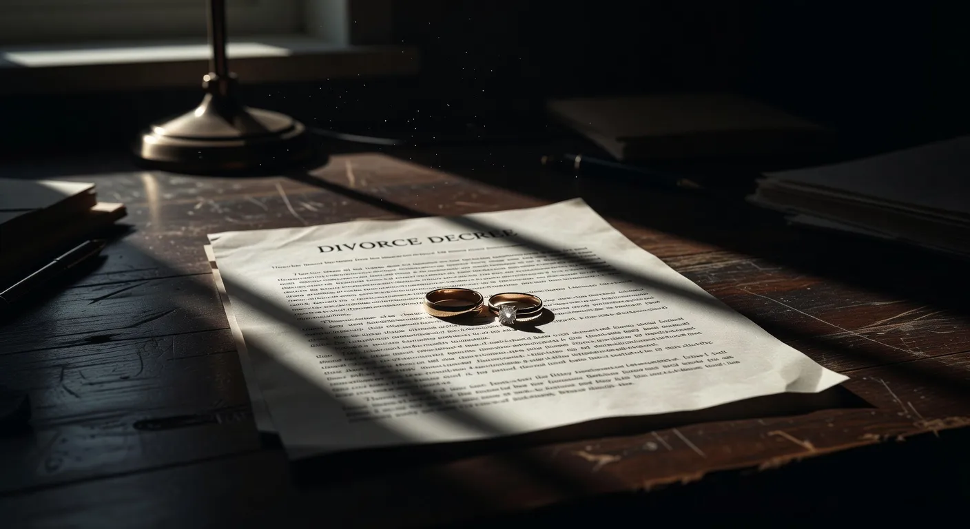 Wedding rings on divorce papers