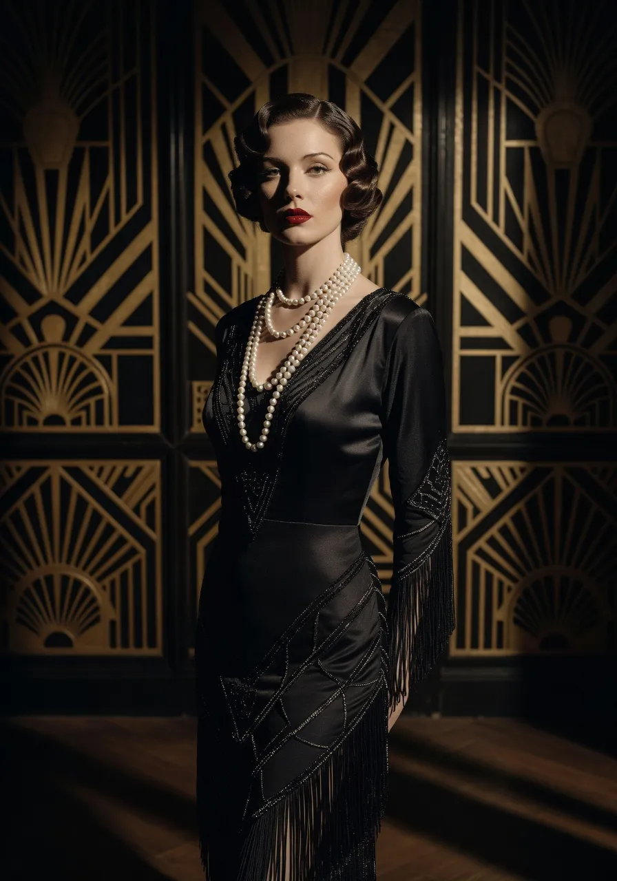 Elegant woman in 1920s art deco style