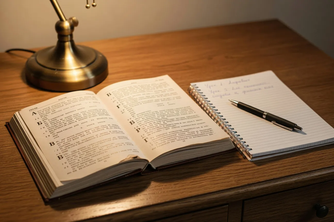 Russian language textbook with Cyrillic alphabet