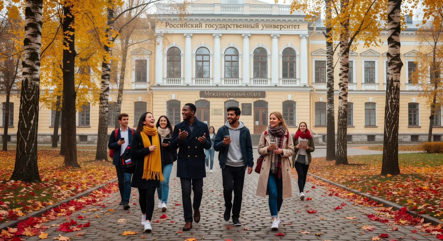 International students on Russian university campus