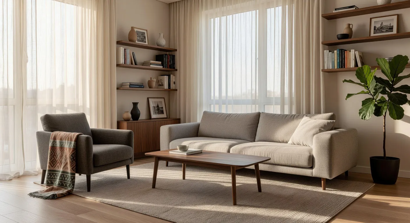 Cozy apartment living room in Ukrainian city