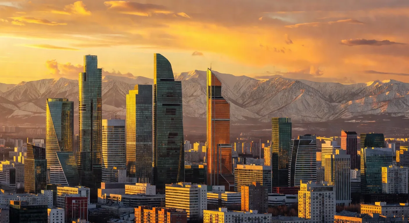 Yekaterinburg Russia cityscape with Ural mountains